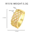 Luxuriöser Messing-Hip-Hop-Ring mit funkelndem AAA-Zirkon und geometrischem Design - US Größe 6 / Seitlich besetzter Zirkonia-Stil (R1516)