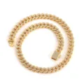 Luxurious gold plated hip hop Cuban link necklace with double row cubic zirconia - 35cm Necklace / Gold