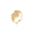 Eleganter 18K vergoldeter herzförmiger Ring mit Mikro-Pave-Zirkoniasteinen für Damen - Größe 6 / Herz Mikro-Pavé-Stil (R1241) / Gold