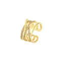 Creatieve geometrische zirkoon crossover open ring in hip hop stijl voor dames en heren - R330 Meerlaagse Crossover Open Stijl