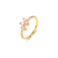 Eleganter vergoldeter Kupferring mit rosa Baguette-Zirkonia und verstellbarem Band. - Größe 6 / Geometrischer Stil mit rosa rechteckigem Zirkonia (R854-1) / Gold