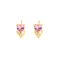 Elegante herzförmige Ohrstecker mit rosa Zirkonia und Vergoldung auf weißem Grund. - Rosa Herz Stil (E2419) / 1.32g (10x6mm) / Gold