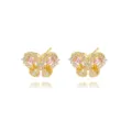 Elegante goldfarbene Schmetterlingsohrringe mit rosa und gelben Zirkonia. - 18k Vergoldete Bunte Zirkonia Ohrstecker