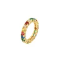 Exquisiter vergoldeter Ewigkeitsring mit bunten Zirkonia-Steinen auf weißem Grund - Größe 6 / Bunter Zirkonia Stil (R199)