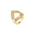 Eleganter geometrischer Hip-Hop-Ring mit funkelnden Zirkoniasteinen in Goldoberfläche - Größe 6 / R255 Rhombus Hohl Stil / Gold