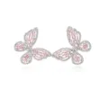 Funkelnde Schmetterlingsflügel-Ohrringe in Silber mit rosa und klaren Zirkoniasteinen - Schmetterlingsflügel Ohrringe (E2002) / Platin / Rosa Zirkon