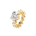 Exquisiter vergoldeter Ring mit herzförmigen weißen Zirkoniasteinen im Hip-Hop-Stil - Größe 6 / 18K Gold Finish mit Weißem Zirkonia