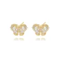 Elegante 18 Karat vergoldete Schmetterlingsohrringe mit funkelnden weißen Zirkonia - 18k Vergoldete Weiße Zirkonia Ohrstecker