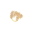 Vergoldeter Hip-Hop-Ring mit funkelnden Zirkonia Steinen im Weizenähren-Design - Größe 6 / R070 Marquise Blatt Stil / Gold