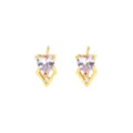 Elegante herzförmige lila Zirkon-Ohrstecker mit 18 Karat vergoldetem Kupfer-Finish. - Lila Herz Stil (E2419) / 1.32g (10x6mm) / Gold
