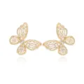 Elegante goldene Schmetterlingsflügel-Ohrstecker mit mikroverlegten Zirkoniasteinen - Schmetterlingsflügel Ohrringe (E2002) / Goldfarbe/Weißer Zirkon
