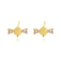 Kleine goldene Bonbon-Ohrstecker mit funkelnden rosa und gelben Zirkonia-Steinen - Süßigkeitsform Stil (E2477) / Gold Wie Gezeigt 1