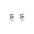 Silberfarbene Ohrstecker mit lilafarbenem Herz-Zirkonia und geometrischem Rahmen. - Lila Herz Stil (E2419) / 1.32g (10x6mm) / Weißgold