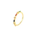 Eleganter vergoldeter geometrischer Ring mit lebhaften bunten Zirkonsteinen im Marquise-Schliff - Größe 6 / Bunter Zirkonia Stil (R653)