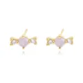 Elegante bonbonförmige Goldohrstecker mit lila Zirkonia und funkelnden Akzenten - Süßigkeitsform Stil (E2477) / Gold Wie Gezeigt 2