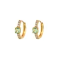 Vergulde kleine oorringen met een ronde groene edelsteen en heldere zirkonia's - Rond Groene Zirconia (F569) / Goud