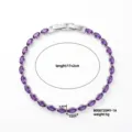 Vista dettagliata del bracciale tennis con zirconi viola marquise, dimensioni e peso. - Braccialetto in Zirconia Marquise Viola (B00872SMY-1A) / Viola