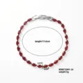 Vista dettagliata che mostra la lunghezza di 17+2 cm del bracciale tennis in zirconi. - Rosso