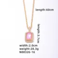 Vista dettagliata della collana in zircone rosa con dimensioni e informazioni sul peso - Catena a Corda Dorata (N00326-16) / Rosa Fluorescente (N00326-16)
