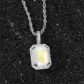 Luxury copper pendant necklace with fluorescent square zircon and rope chain - White (N00326SRW)