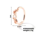 Anello foglia in zircone oro rosa, elegante gioiello da dito aperto marquise leggero 1.6g. - Oro rosa