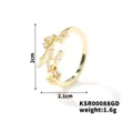 Gold open leaf ring with sparkling clear cubic zirconia stones. Elegant and versatile design. - Gold with White Rhinestones