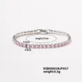 Elegante bracciale tennis in cristallo rosa con pietre scintillanti per ogni giorno. - 17cm / Placcato Platino Zirconia Rosa