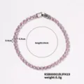 Dettaglio bracciale tennis in strass rosa, lunghezza 19cm con cristalli brillanti da donna. - 19cm / Placcato Platino Zirconia Rosa