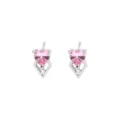 Exquisite Ohrstecker mit rosa Zirkonia-Herz und silbernen geometrischen Akzenten - Rosa Herz Stil (E2419) / 1.32g (10x6mm) / Weißgold