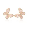 Elegante Schmetterling Ohrringe mit rosa und klaren Zirkonia in Goldoptik veredelt. - Schmetterlingsflügel Ohrringe (E2002) / Goldfarbe / Rosa Zirkon