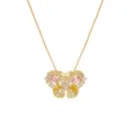 Elegante vergoldete Schmetterlingskette mit funkelnden rosa und gelben Zirkonia. - 18k Vergoldete Bunte Zirkonia Anhänger Halskette
