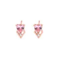Herz-Ohrstecker Roségold vergoldet mit rosa Zirkonia und geometrischem Rahmen - Rosa Herz Stil (E2419) / 1.32g (10x6mm) / Roségold