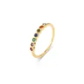 Eleganter 18k vergoldeter Kupferring mit bunten Regenbogen-Zirkonia-Steinen besetzt - Größe 6 / Bunter Zirkonia Stil (R773)