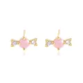 Zierliche goldene Ohrstecker in Süßigkeitenform mit rosa und klaren Zirkoniasteinen. - Süßigkeitsform Stil (E2477) / Gold Wie Gezeigt 4
