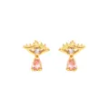 Elegante vergoldete Ohrstecker in Augenform mit einem funkelnden rosa Zirkonia-Tropfen - Rosa Weinendes Auge (E2420) / 0.96g (10x9mm) / Gold
