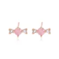 Süße bonbonförmige Ohrstecker in Roségold mit rosa Stein und funkelnden Zirkonia-Steinen - Süßigkeitsform Stil (E2477) / Roségold Wie Gezeigt 1