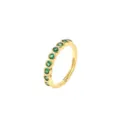 Eleganter goldbeschichteter Kupferring mit einer Reihe runder smaragdgrüner Zirkonia - Größe 6 / Grüner Zirkonia Stil (R696)