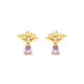 Exquisite vergoldete Ohrstecker in Augenform mit einem lila Zirkonia-Tropfenanhänger - Lila Weinendes Auge (E2420) / 0.96g (10x9mm) / Gold