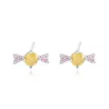 Elegante Bonbon-Ohrstecker mit funkelnden rosa und gelben Zirkoniasteinen besetzt - Süßigkeitsform Stil (E2477) / Weißgold Wie Gezeigt 1