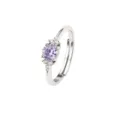 Eleganter, versilberter, verstellbarer Ring mit lilafarbenem Zirkon und Mikropavé-Akzenten. - Größe 6 / Lila Runder Stein Stil (R1386) / Silber