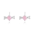 Zierliche silberne Ohrstecker in Bonbonform mit rosa und klaren Zirkoniasteinen. - Süßigkeitsform Stil (E2477) / Weißgold Wie Gezeigt 2