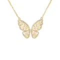 Elegante goldene Schmetterlingshalskette mit mikroverzierten Zirkonia-Steinen für Damen - Schmetterlingsflügel Halskette (P1409) / Goldfarbe/Weißer Zirkon