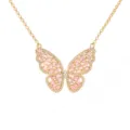 Goldene Schmetterlingsflügel-Halskette mit rosa Zirkonia-Mikropavé-Kristallen. - Schmetterlingsflügel Halskette (P1409) / Goldfarbe / Rosa Zirkon
