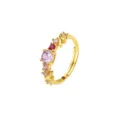 Vergoldeter, verstellbarer Ring mit funkelnden bunten Zirkonia-Steinen besetzt - Größe 6 / Mehrfarbiger Gezackter Wellenstil (R1391) / 18K-Gold