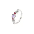 Eleganter verstellbarer silberfarbener Ring mit bunten Zirkonia-Steinen im Design - Größe 6 / Hellviolettes Runder Stein Stil (R1391) / Weißgold