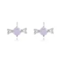 Elegante bonbonförmige Ohrstecker mit lavendelfarbenem Zirkonia in Silber-Optik - Süßigkeitsform Stil (E2477) / Weißgold Wie Gezeigt 5