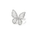 Eleganter silberfarbener Schmetterlingsring mit mikro-eingelegten Zirkoniasteinen - Schmetterlingsflügel Ring (R986) / Platinweiß / Weißer Zirkonia