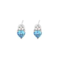 Elegante versilberte Ohrstecker mit leuchtend blauen herzförmigen Zirkoniasteinen - Blauer Herz Stil (E2427) / 1.34g (10x5mm) / Weißgold