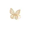 Exquisiter goldener Schmetterlingsring mit glitzernden Zirkoniasteinen in Pavé-Fassung für Damen - Schmetterlingsflügel Ring (R986) / Goldfarbe/Weißer Zirkon