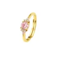 Eleganter vergoldeter Ring mit rosa Zirkonia und weißen Akzenten, verstellbares Design. - Größe 6 / Rosa Runder Zirkonia Stil (R1386) / 18K-Gold